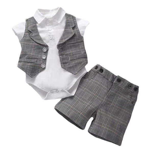 Traje Formal para Bebé Niño con Chaleco, Shorts y Pajarita