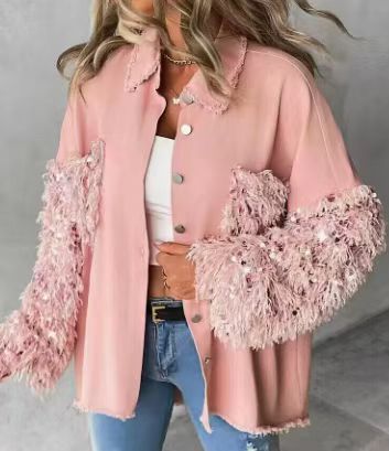 Camisa Denim Holgada con Lentejuelas y Borlas - Image 8