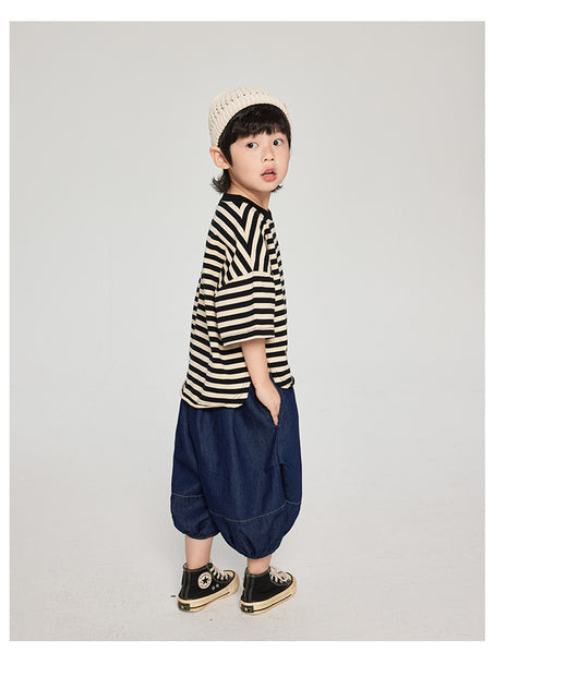 Playera Infantil de Rayas Coreana Suelta para Verano - Image 12