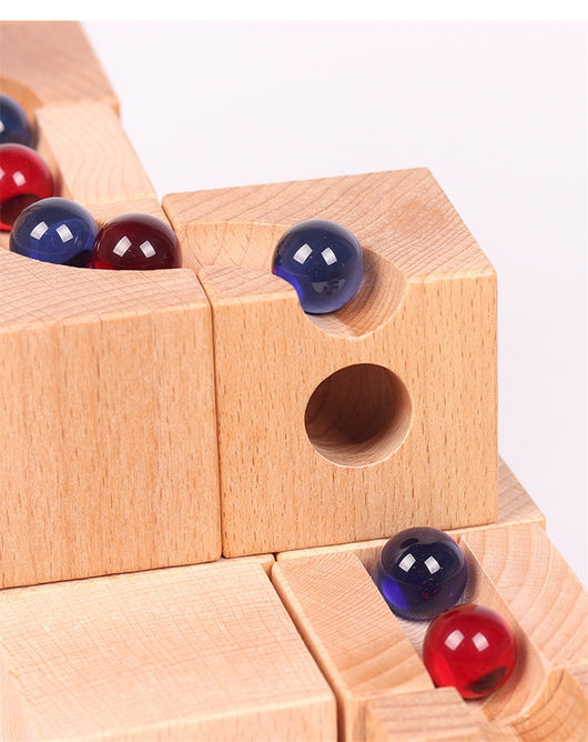 Juego de Construcción de Pistas de Canicas con Tubos de Madera - Image 5