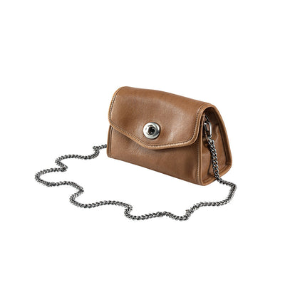 Bolso Mensajero de Cuero con Cadena para Mujer - Image 7