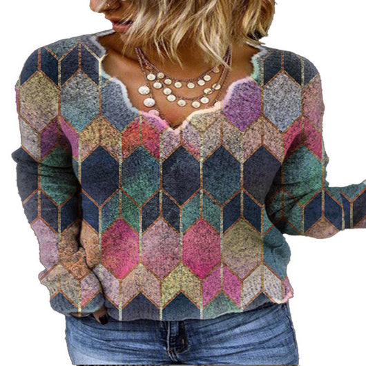 Camiseta Estampada Vintage para Mujer - Diseño Onda Cuello V - Image 12