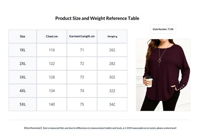 Blusa Casual Talla Grande Manga Larga Color Sólido - Image 7