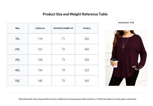 Blusa Casual Talla Grande Manga Larga Color Sólido - Image 7