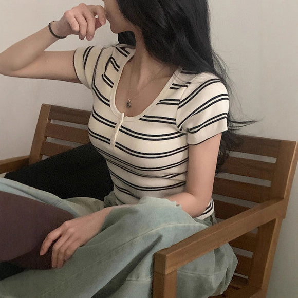 Blusa Coreana Elegante Ajustada para Chicas Modernas
