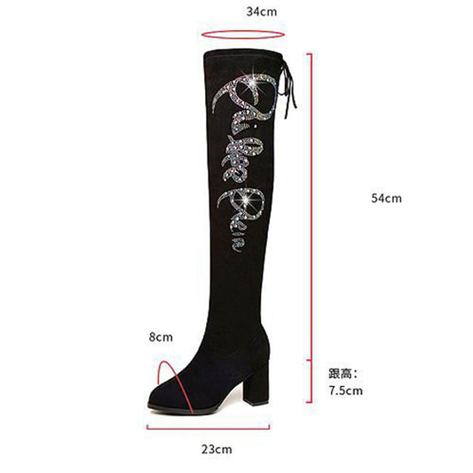 Botas de Tacón Alto con Strass para Otoño e Invierno - Image 2