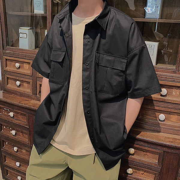 Camisa de Trabajo Casual de Manga Corta para Hombre