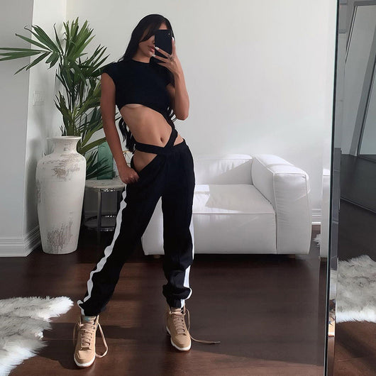 Pantalones Deportivos Sueltos de Contraste - Diseño Versátil para Mujer - Image 10