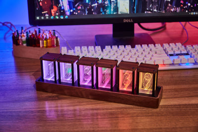 Reloj Despertador Nixie Tube Analógico con Temporizador en Madera de Nogal - Image 6