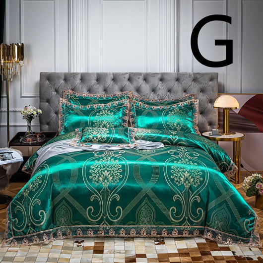 Conjunto de Cama Jacquard de Algodón con Encaje - 4 Piezas - Image 12