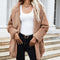 Cardigan de Felpa Marrón Reversible de Manga Larga - Abrigo Trendy Doble Cara