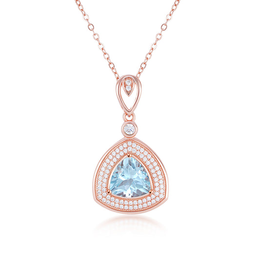 Collar de Plata S925 con Topacio Azul Claro - Colgante Triángulo Geométrico para Mujer - Image 2
