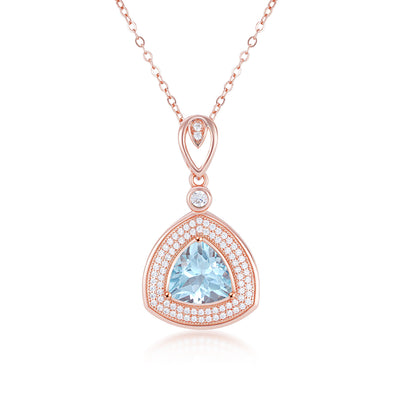 Collar de Plata S925 con Topacio Azul Claro - Colgante Triángulo Geométrico para Mujer - Image 2