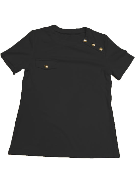 Blusa Casual de Botones Cuello Redondo Manga Corta - Image 14
