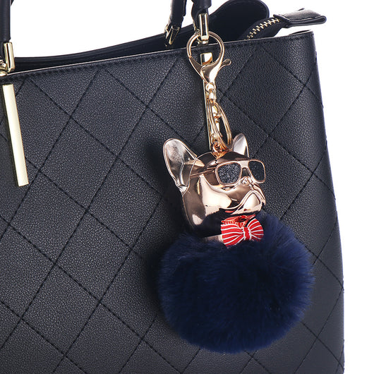 Llavero Perro Bulldog Francés con Pompón - Adorno para Auto y Bolso - Image 7