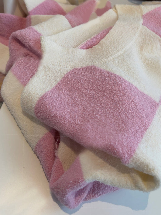 Suéter de Algodón Orgánico con Patrón Ajedrez y Combinación de Colores para Mujer - Image 6