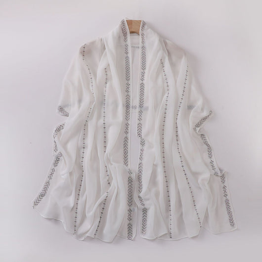 Pañuelo de Gasa de Perlas para Mujer - Elegancia Moderna - Image 16