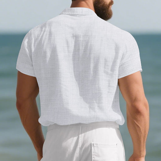 Camisa Suelta de Solapa Lisa para Hombre - Estilo Casual Festivo - Image 14
