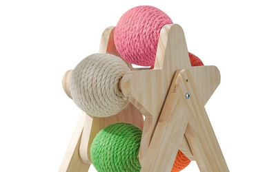 Juguete Interactivo de Madera para Gatos con Pelota Colgante - Image 11