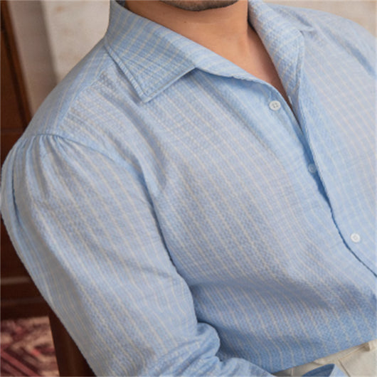 Camisa Casual Seersucker Transpirable con Cuello - Tecnología Avanzada para Hombre - Image 10