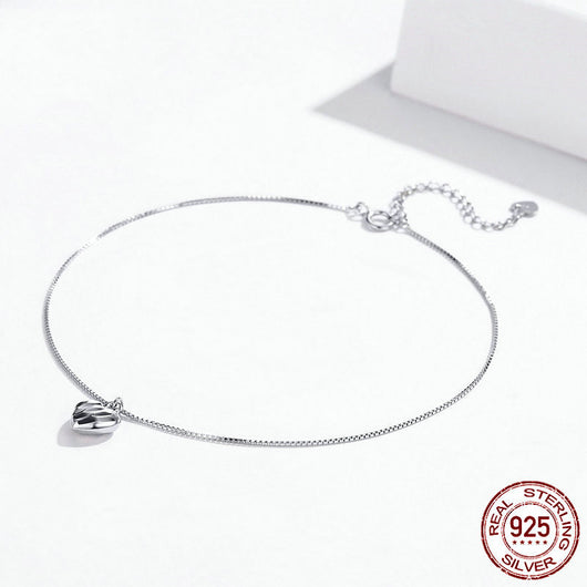 Pulsera de Tobillo en Plata Esterlina con Dije de Amor Plateado - Image 9