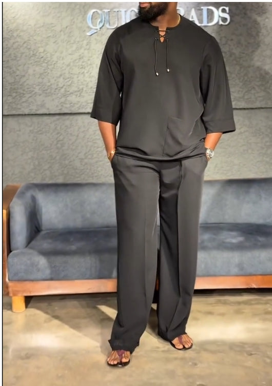 Conjunto de Dos Piezas: Camisa Casual y Pantalón de Cintura Alta