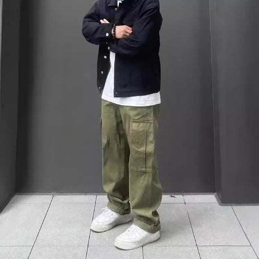 Pantalón Cargo Holgado de Pierna Recta con Múltiples Bolsillos y Cintura Ajustable - Image 18