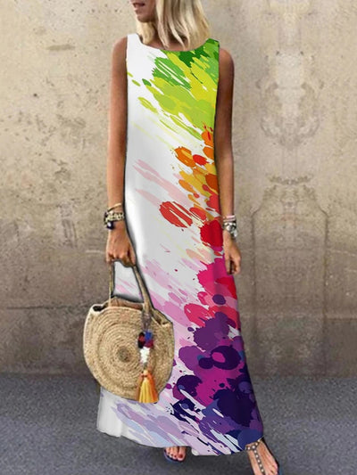 Vestido Largo Casual Estampado con Cuello Redondo - Image 17