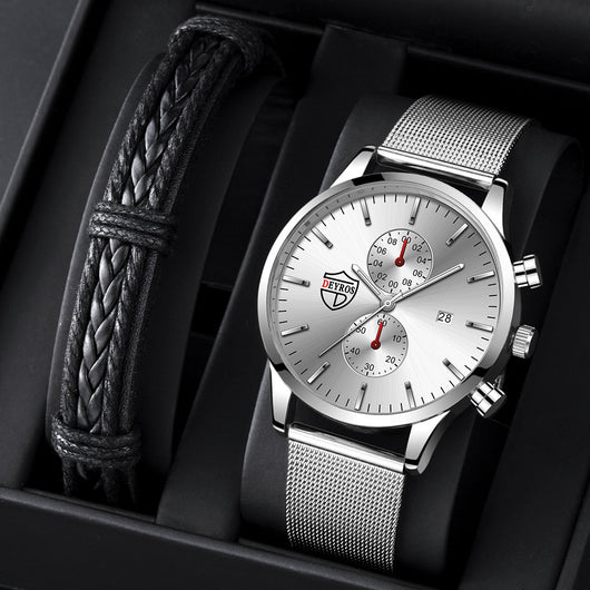 Reloj de Hombre con Malla Metálica, Calendario y Luz Nocturna - Image 20