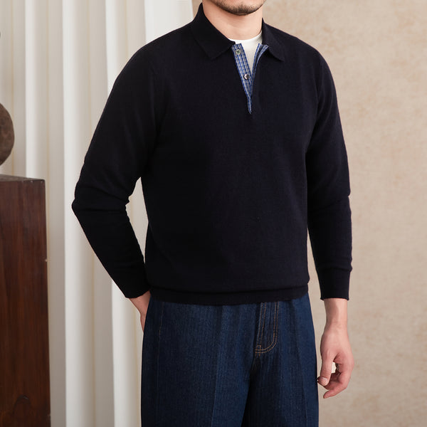 Polo Slim Fit de Lana Tejida con Solapa