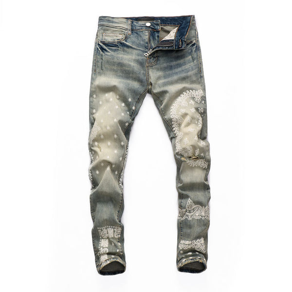 Jeans Vintage Desgastado con Estilo para Hombre