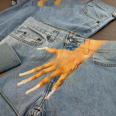 Jeans Estampados Personalizados con Diseño de Dedos - Image 4