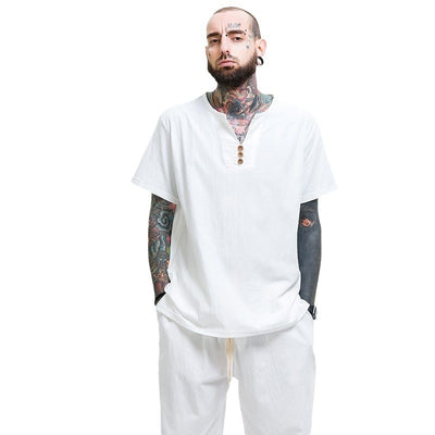 Camiseta Hombre Algodón y Lino Suelta - Image 6