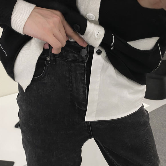 Men's Black-Grey Tiedye Slim Fit Jeans