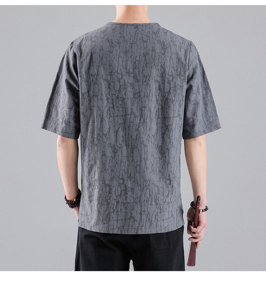 Camiseta Retro Jacquard Cuello Redondo para Hombre - Image 18