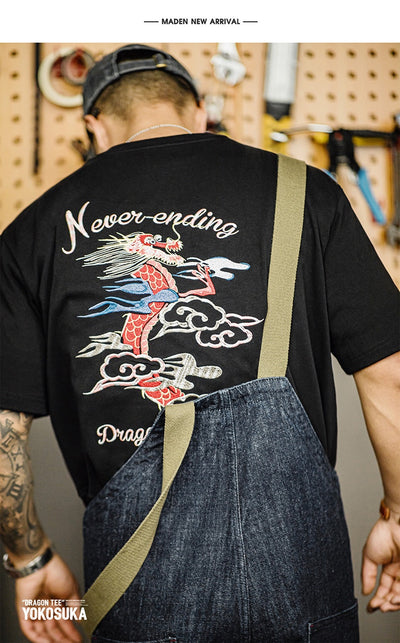 Playera Retro Americana con Bordado de Dragón Ziling - Image 10