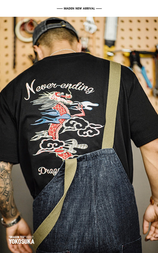 Playera Retro Americana con Bordado de Dragón Ziling - Image 10