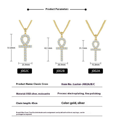 Collar Cruz Moissanita Plata Esterlina Chapado en Oro - Image 6
