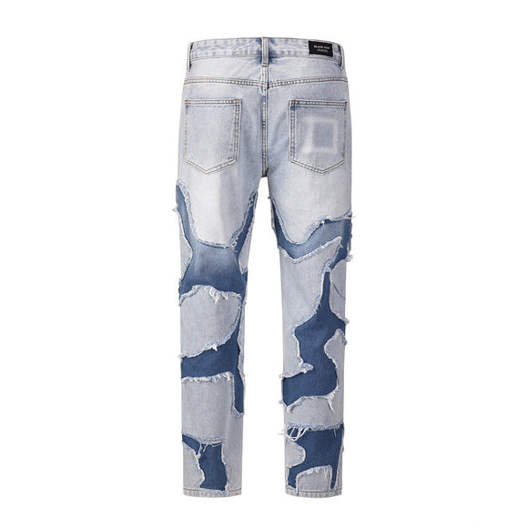 Jeans Vintage Patchwork Desgastado Estilo Callejero