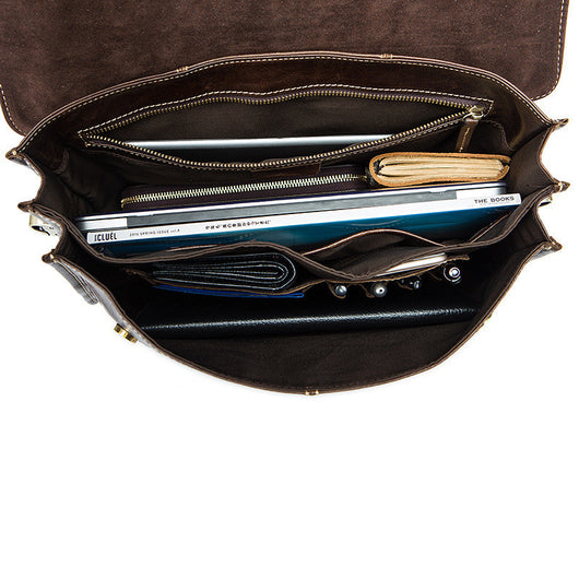 Bolso de Cuero Genuino para Hombre Estilo Retro con Textura Premium - Image 13