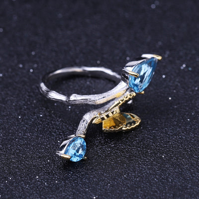 Anillo de Topacio Natural con Mariposa - Diseño Minimalista - Image 10