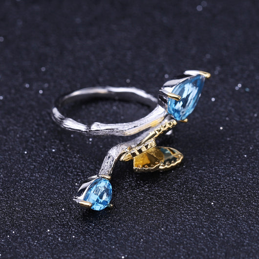 Anillo de Topacio Natural con Mariposa - Diseño Minimalista - Image 10