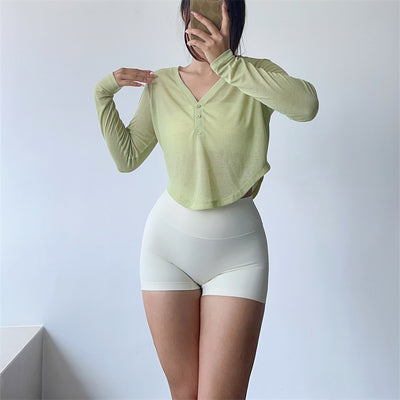 Conjunto de Yoga con Botones - Traje Deportivo Corto - Image 7