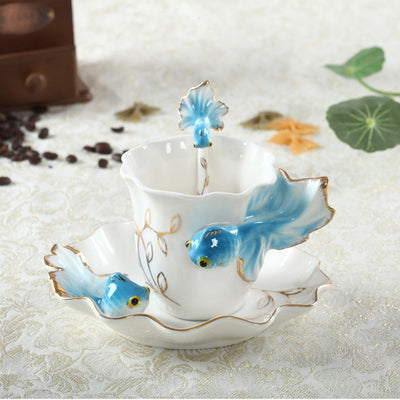 Juego de Tazas de Cerámica Pez Dorado - Regalo Perfecto para Bodas - Image 4