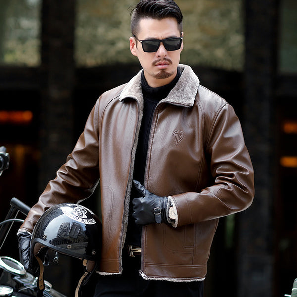 Abrigo Grueso de Piel para Hombre - Estilo Europeo y Americano