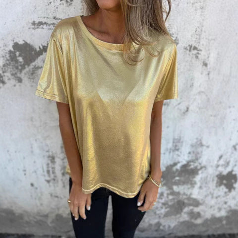 Camiseta Holgada Cuello Redondo Colores Sólidos Manga Corta - Image 6
