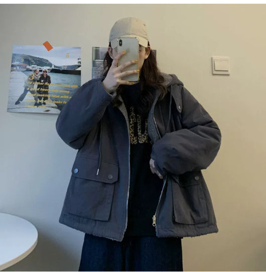 Abrigo de Lana de Cordero Doble Faz Acolchado para Mujer - Image 6