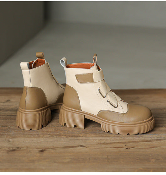 Botas Martin de Cuero Grueso Estilo Retro Francés para Mujer - Image 17