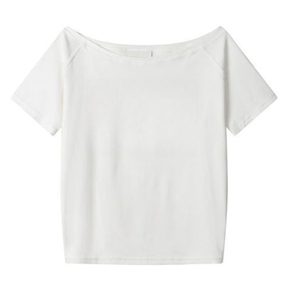 Blusa Holgada de Hombro Oblicuo Manga Corta para Mujer - Image 4
