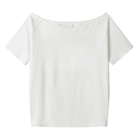 Blusa Holgada de Hombro Oblicuo Manga Corta para Mujer - Image 4